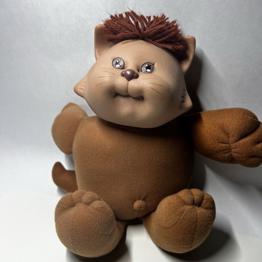 Vintage 1983 Cabbage Patch Kids Koosas Cat Brown Plush Doll Coleco Toy